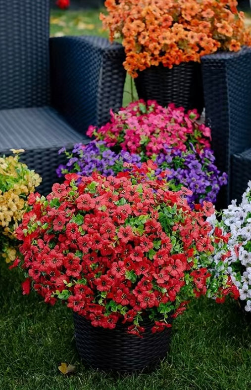 4 Bundles Faux Flower Artificial Flower. Oxidation resistant outside greenery boxwood